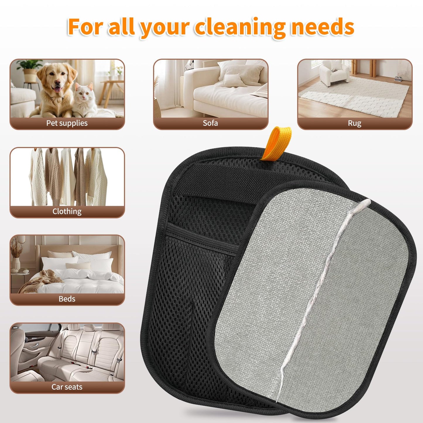 Pet Hair Removal Glove for Cats & Dogs (Pack of 2)